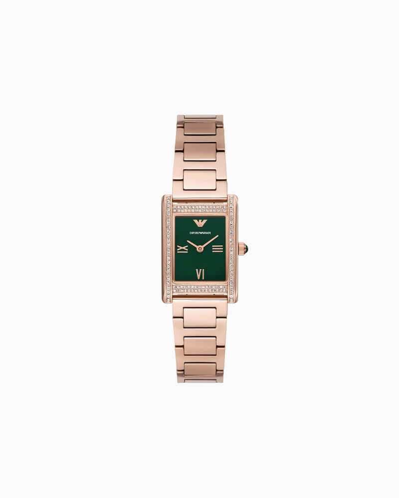 TWO-HAND ROSE GOLD-TONE STAINLESS STEEL WATCH 1