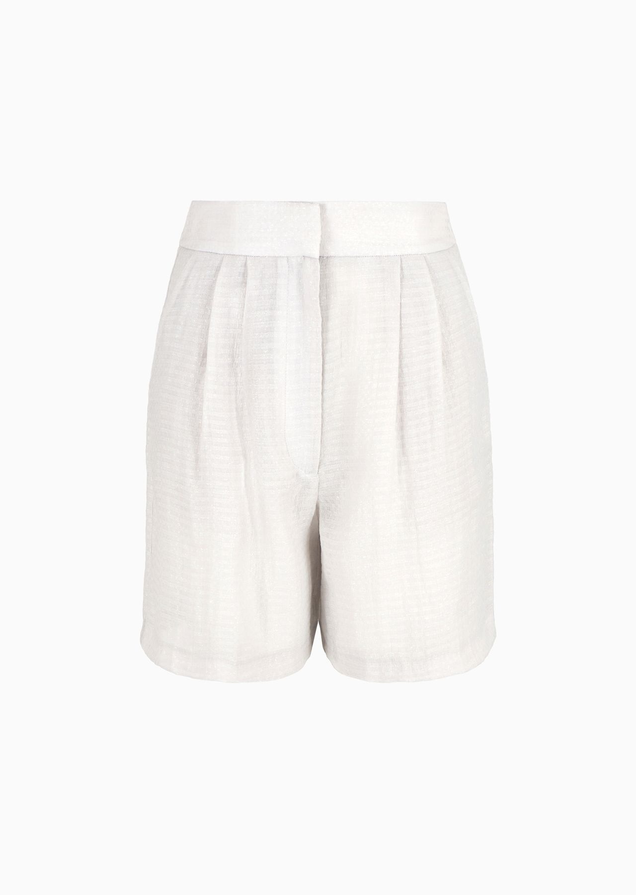 Darted Bermuda shorts in gingham-effect seersucker fabric - 1