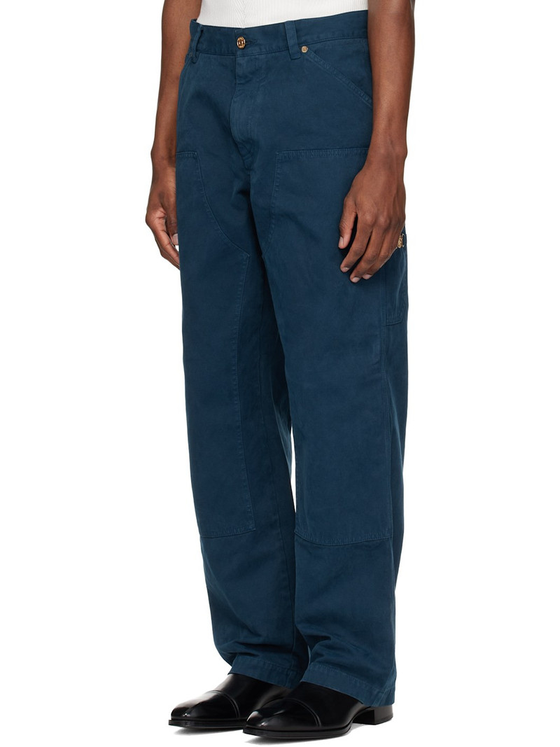 VERSACE Navy Overdyed Canvas Carpenter Trousers outlook