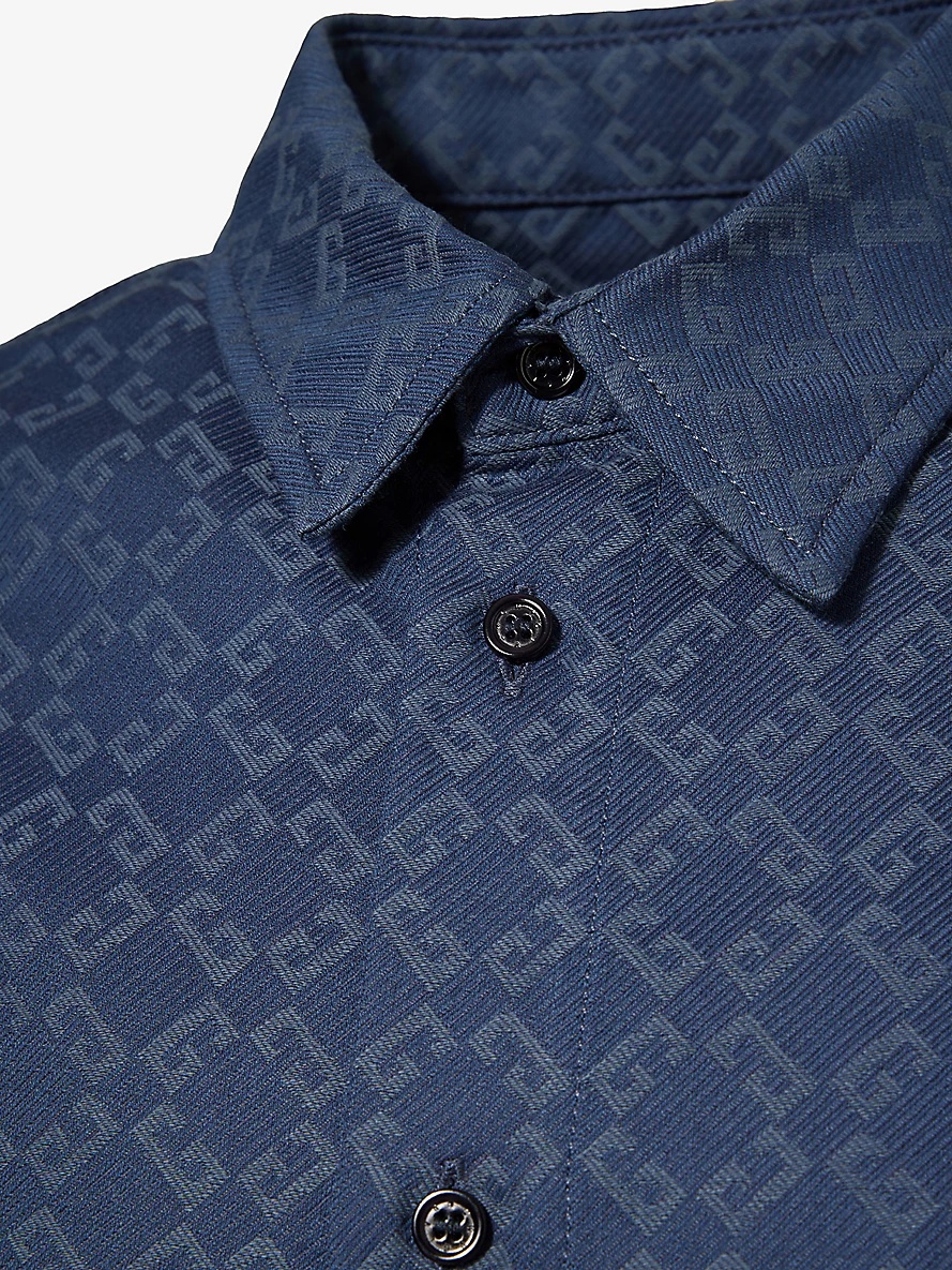 Monogram-print relaxed-fit cotton-blend shirt - 6