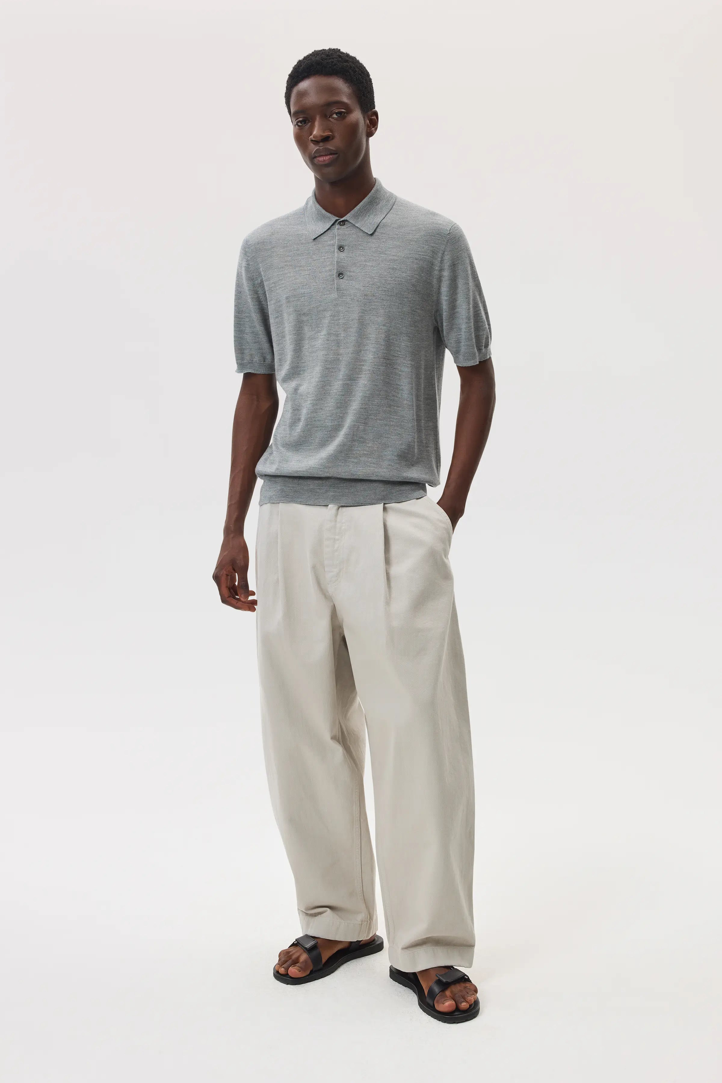 Superfine Merino Grey Polo Shirt - 2