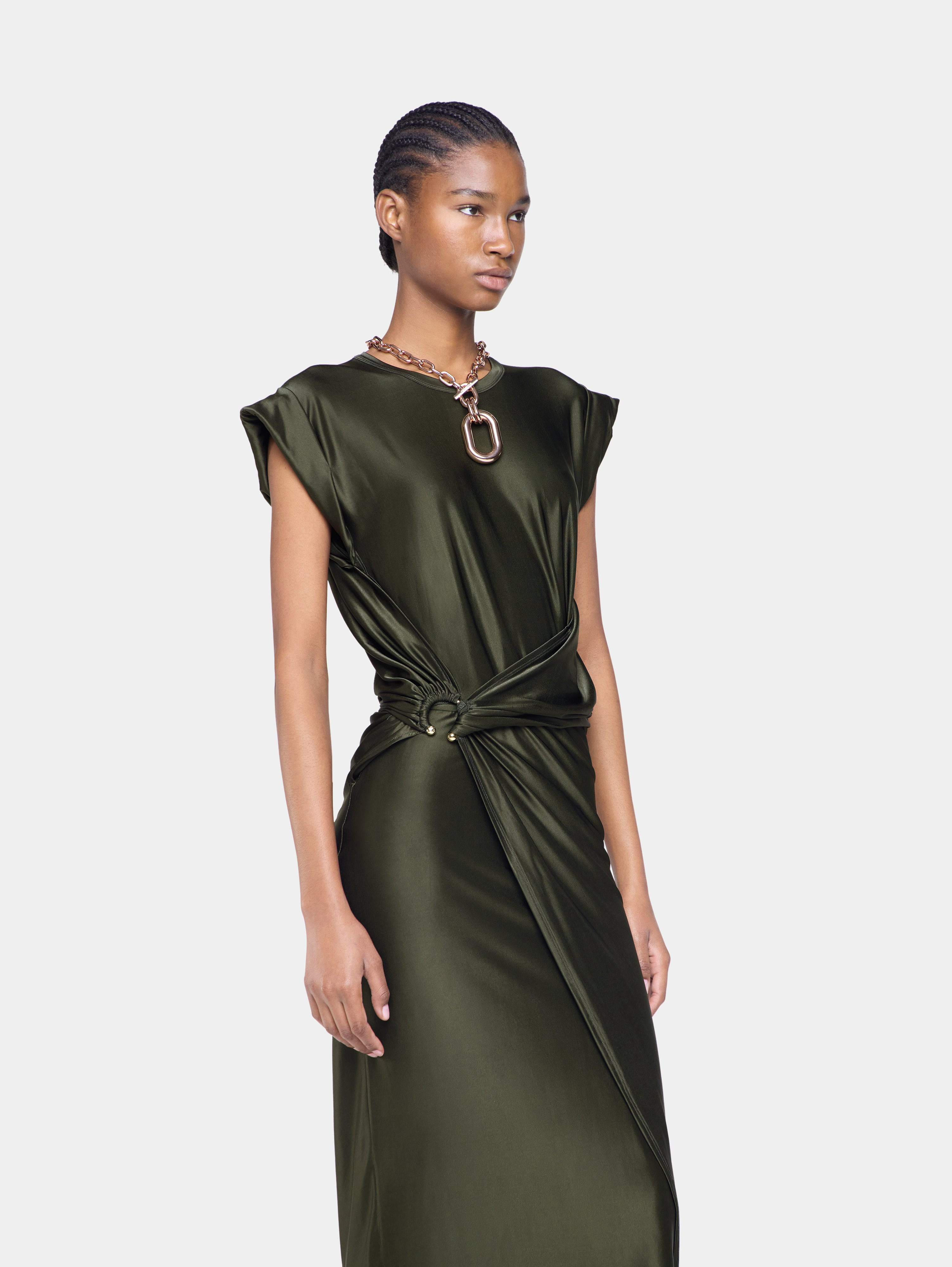DRAPED LONG DRESS IN JERSEY - 4