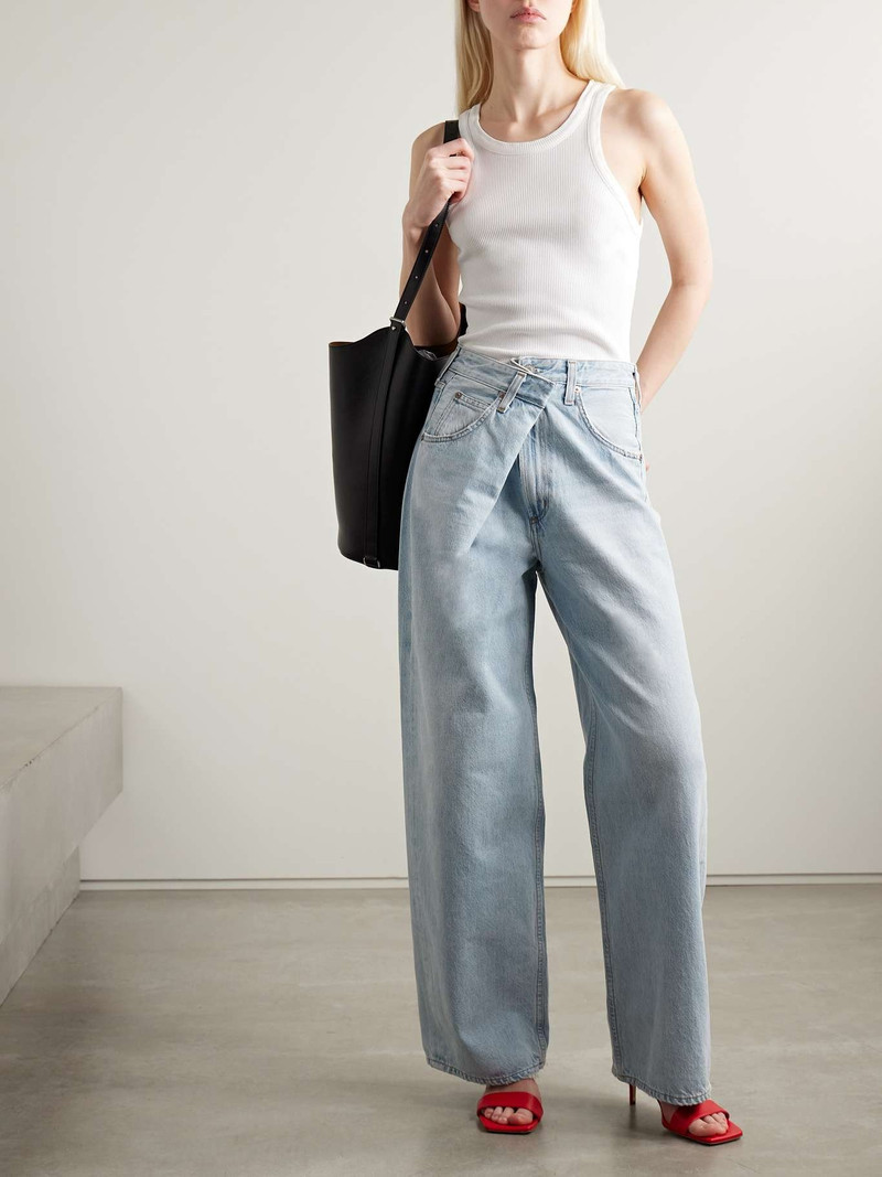 AGOLDE Vana draped low-rise wide-leg jeans Light denim outlook