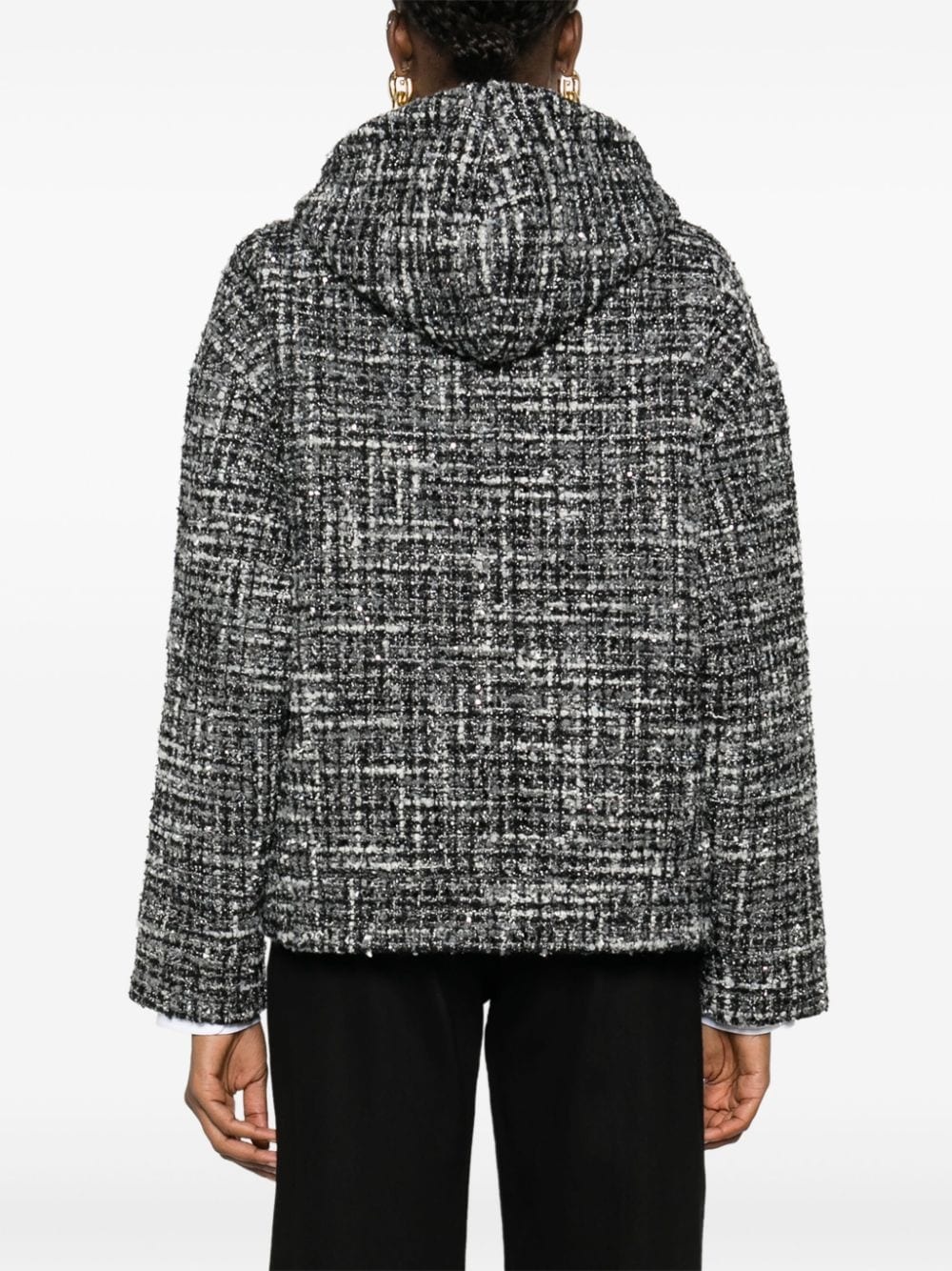 hooded tweed jacket - 4