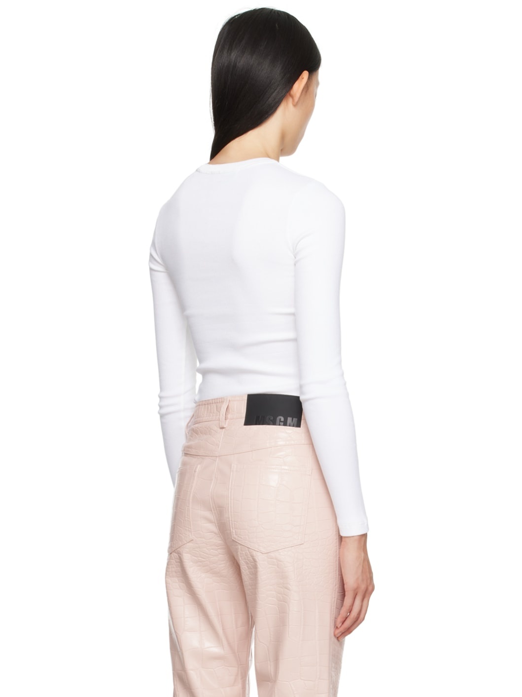 White Cutout Long Sleeve T-Shirt - 3