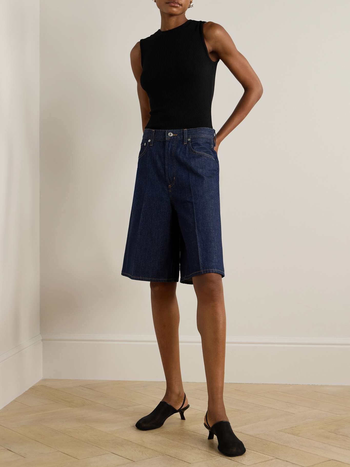 Binx ribbed stretch-Lyocell and organic cotton-blend tank Black - 2