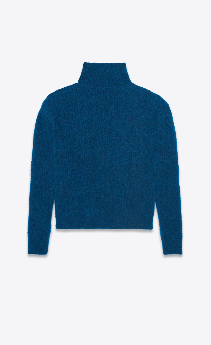 SAINT LAURENT boxy high-neck sweater in mohair outlook