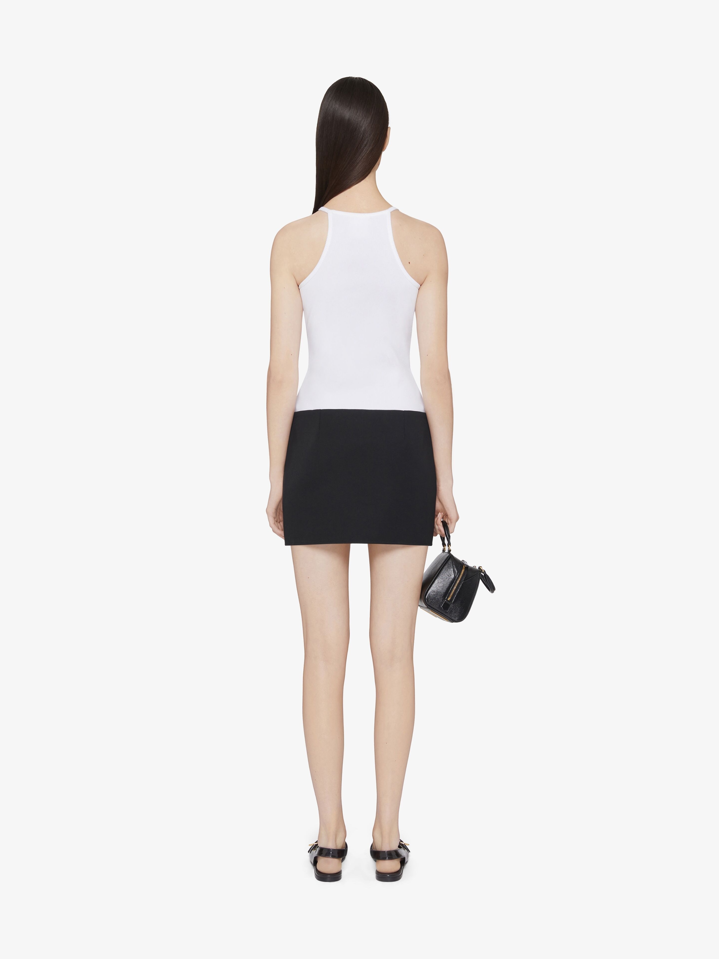SLIM FIT TANK TOP IN COTTON WITH 4G AND CRYSTALS - 4