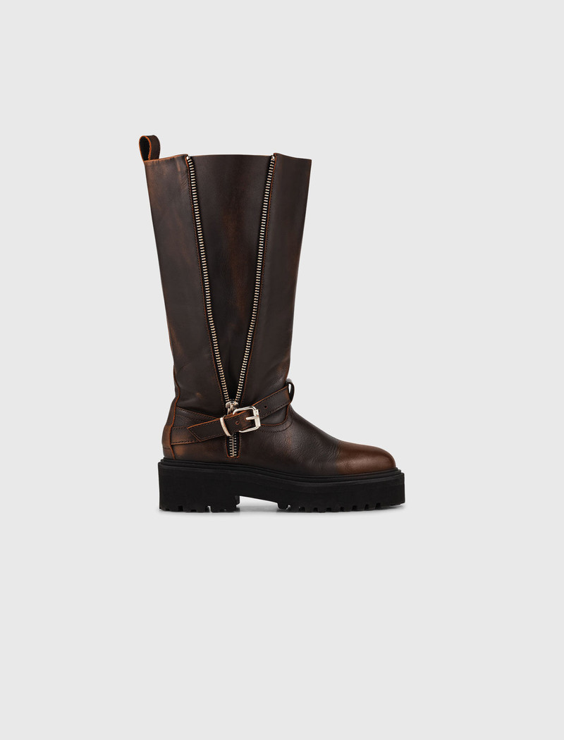 Leather biker boots 10