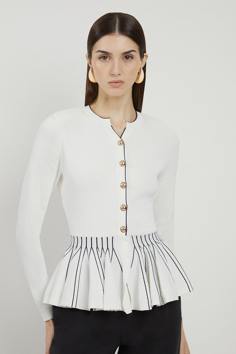 Viscose Blend Knit Peplum Jacket 1