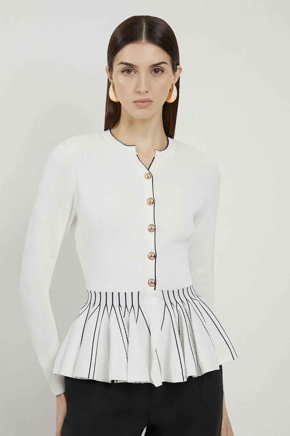 Viscose Blend Knit Peplum Jacket - 1