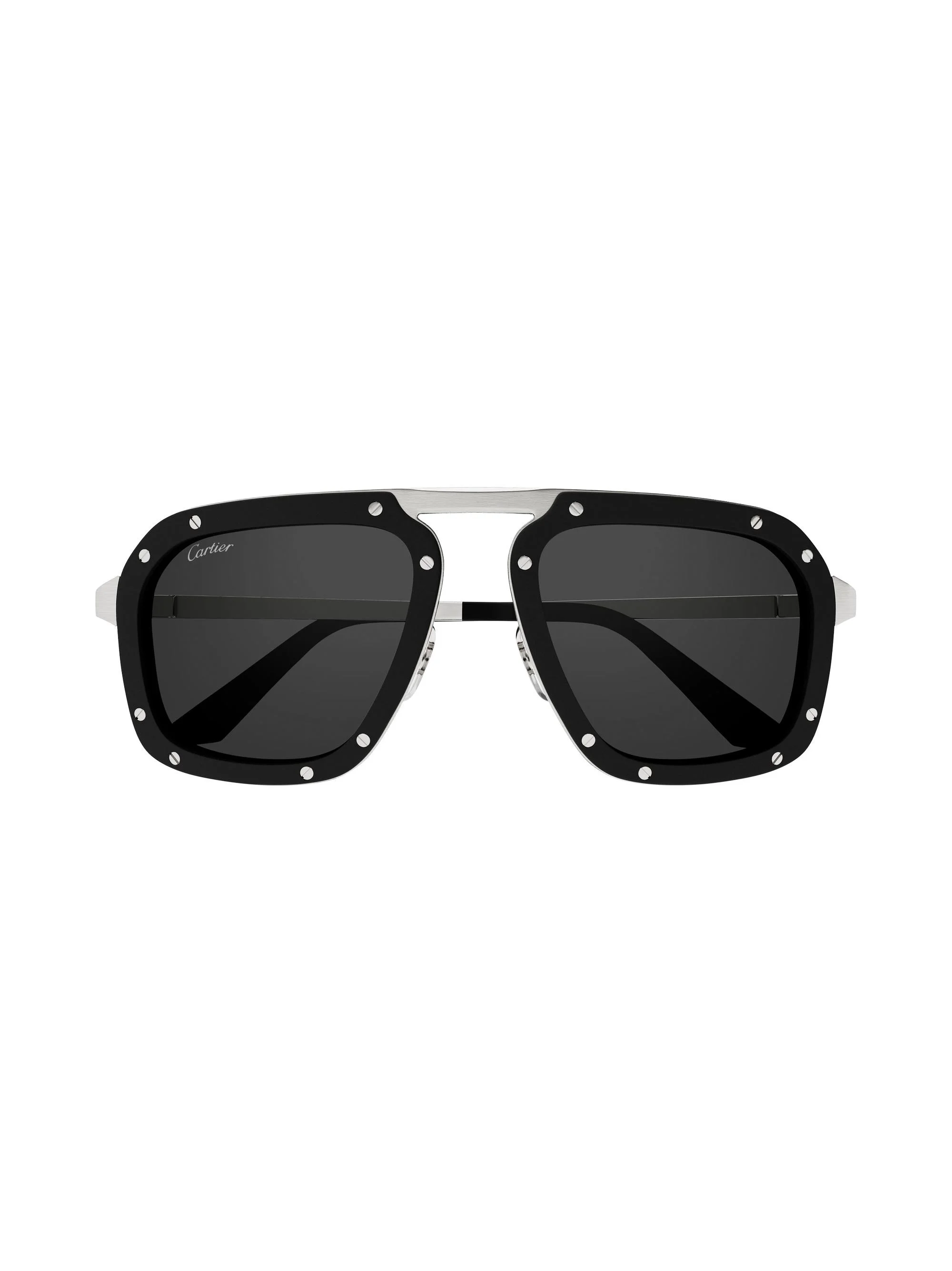 Men's Santos Evolution 55MM Pilot Sunglasses - Black Silver - 1