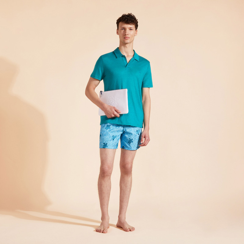 Men Linen Jersey Polo Solid 5