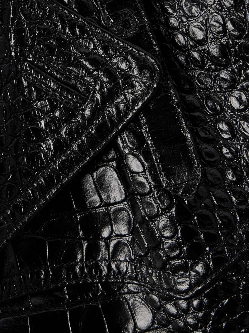 Double-Breasted Croc-Effect Leather Trench Coat 5