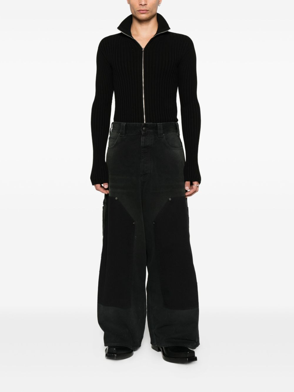 panelled cotton trousers - 2