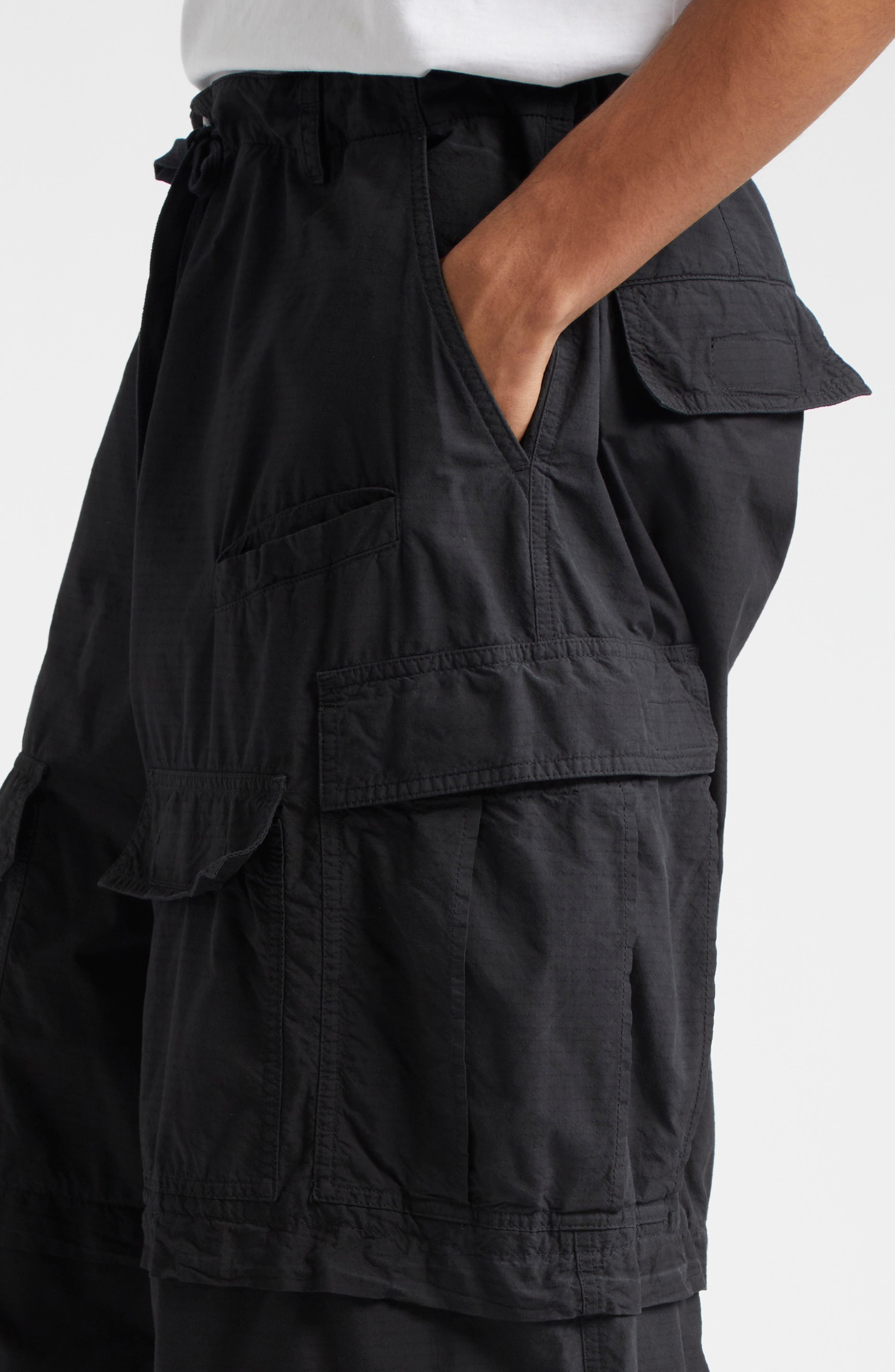 Balenciaga Oversize Cotton Ripstop Convertible Cargo Pants in 1000 Black at Nordstrom - 5