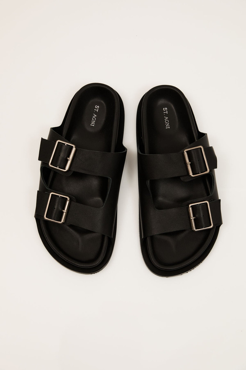 Double Buckle Slides - Black 3