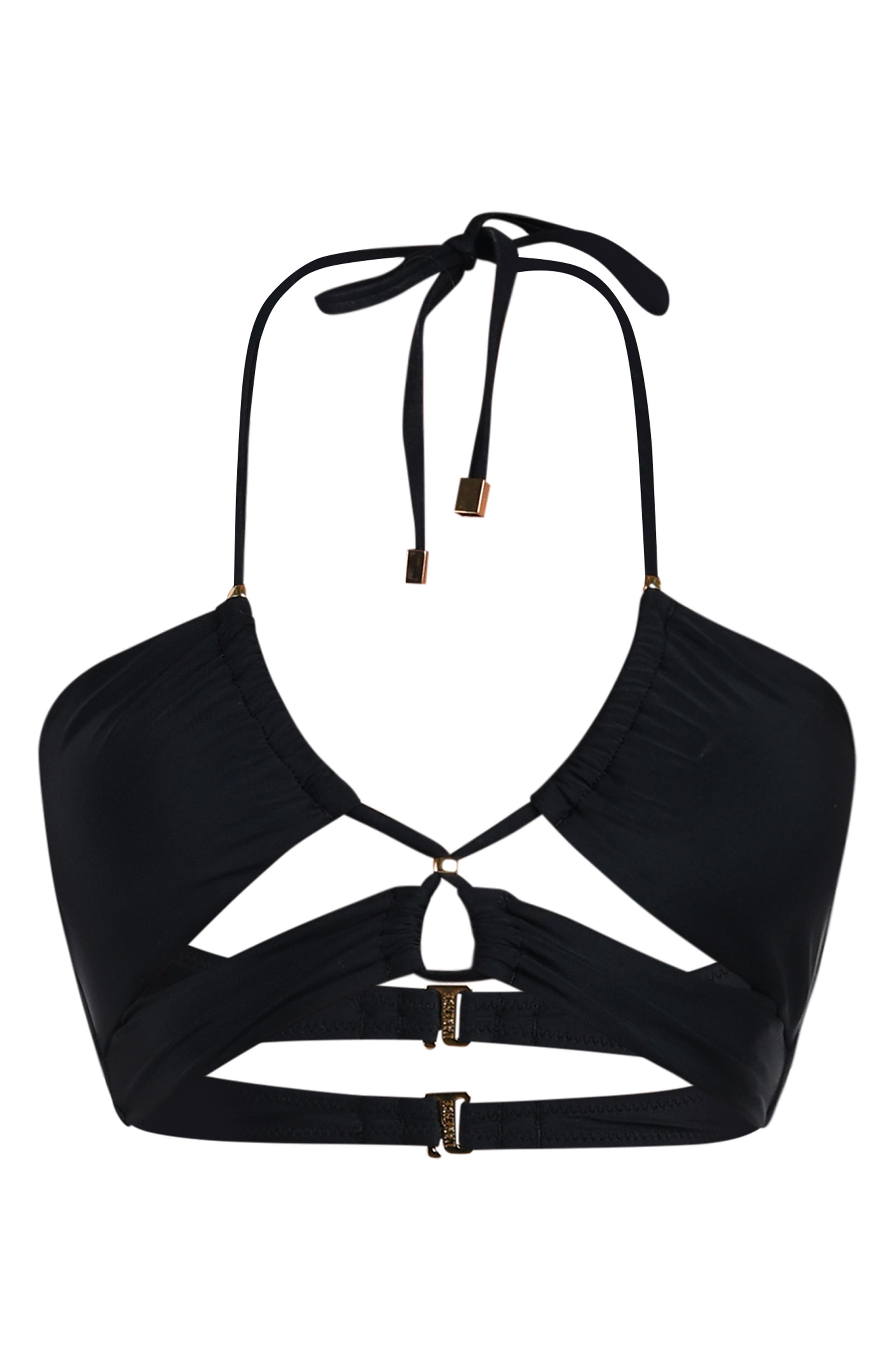 L'AGENCE Sirena Solid Bikini Top in Black at Nordstrom - 4