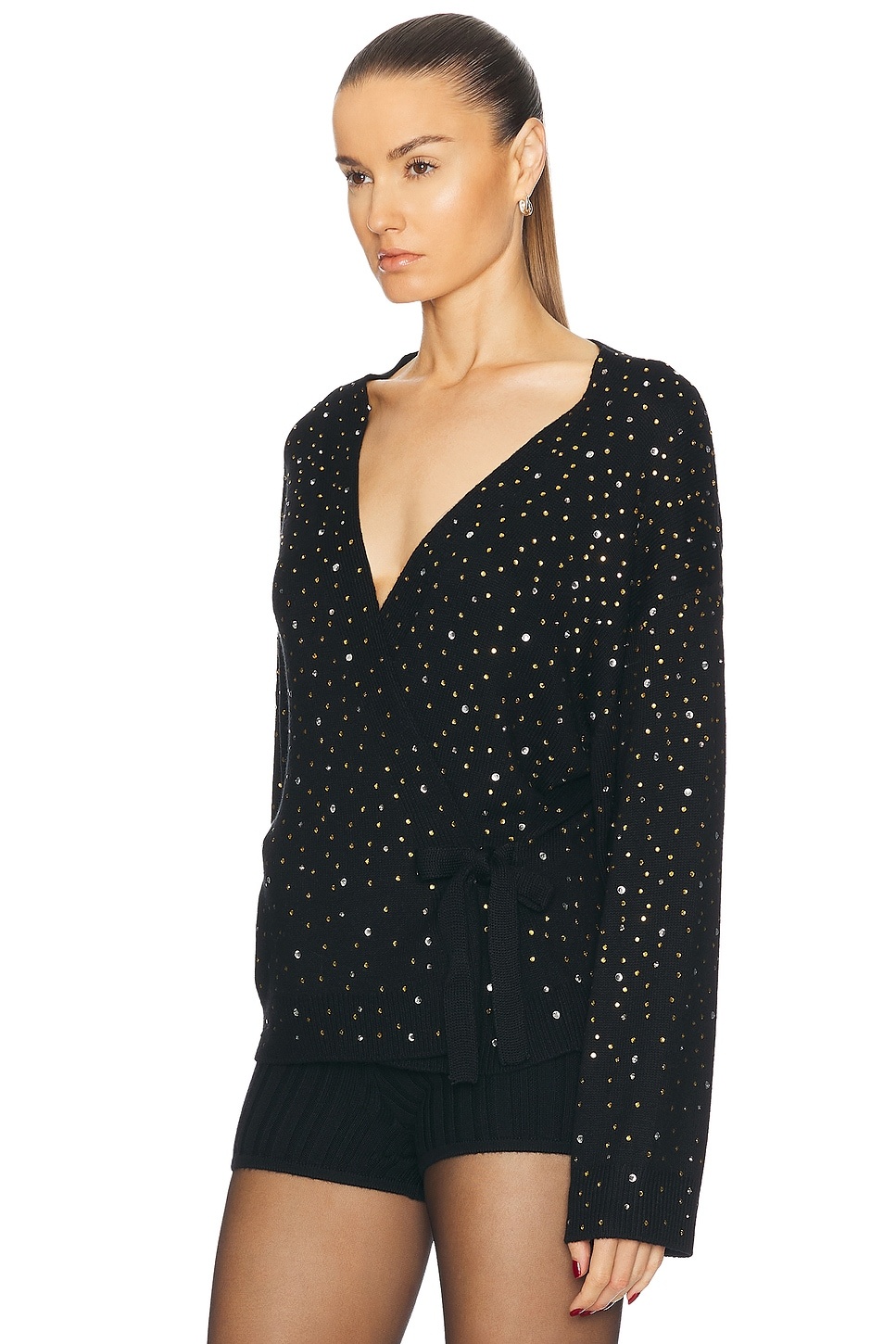 Embellished Oak Wrap Cardigan - 3