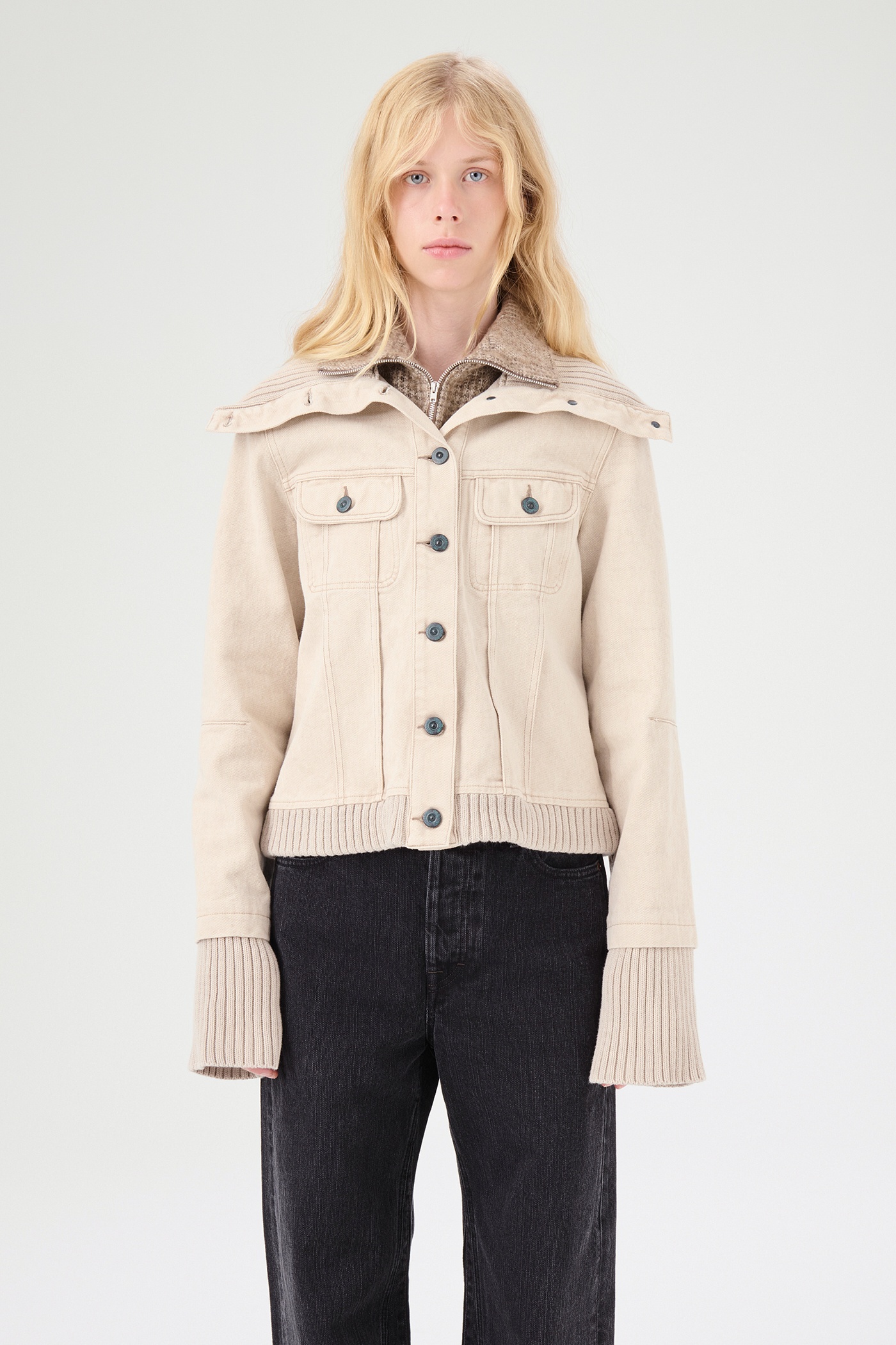 Knitted Lasso Jacket Ghost Attic Wash Denim - 3