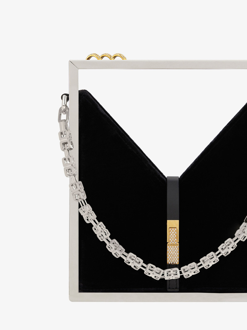 MICRO CUT OUT BAG IN VELVET AND STRASS WITH FRAME 6