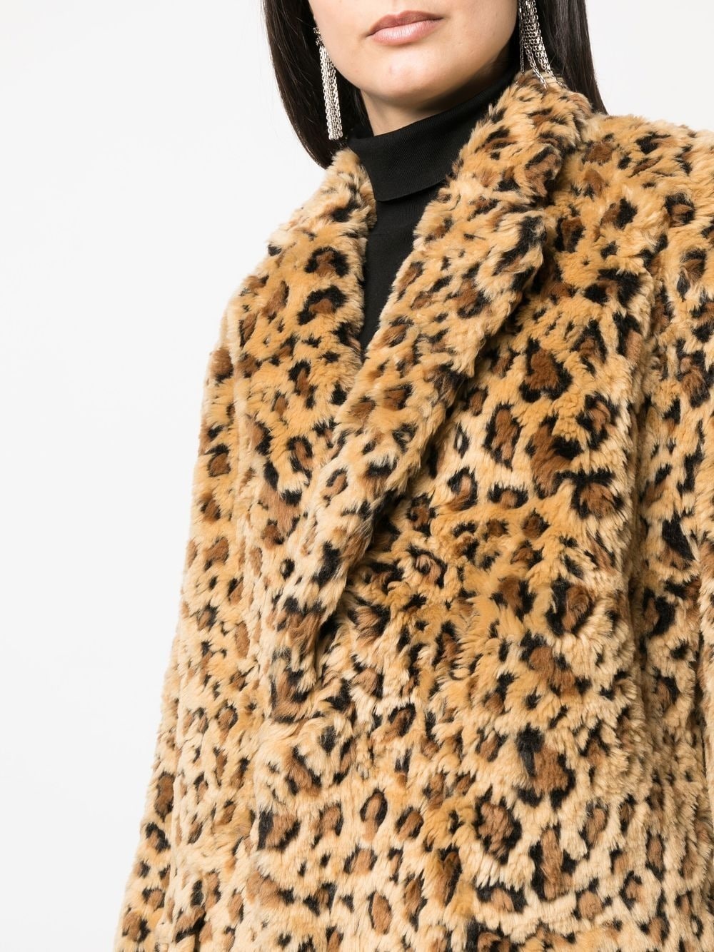 leopard print faux-fur coat - 5