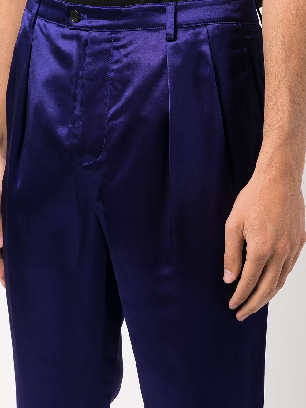 mid-rise silk straight leg trousers - 5