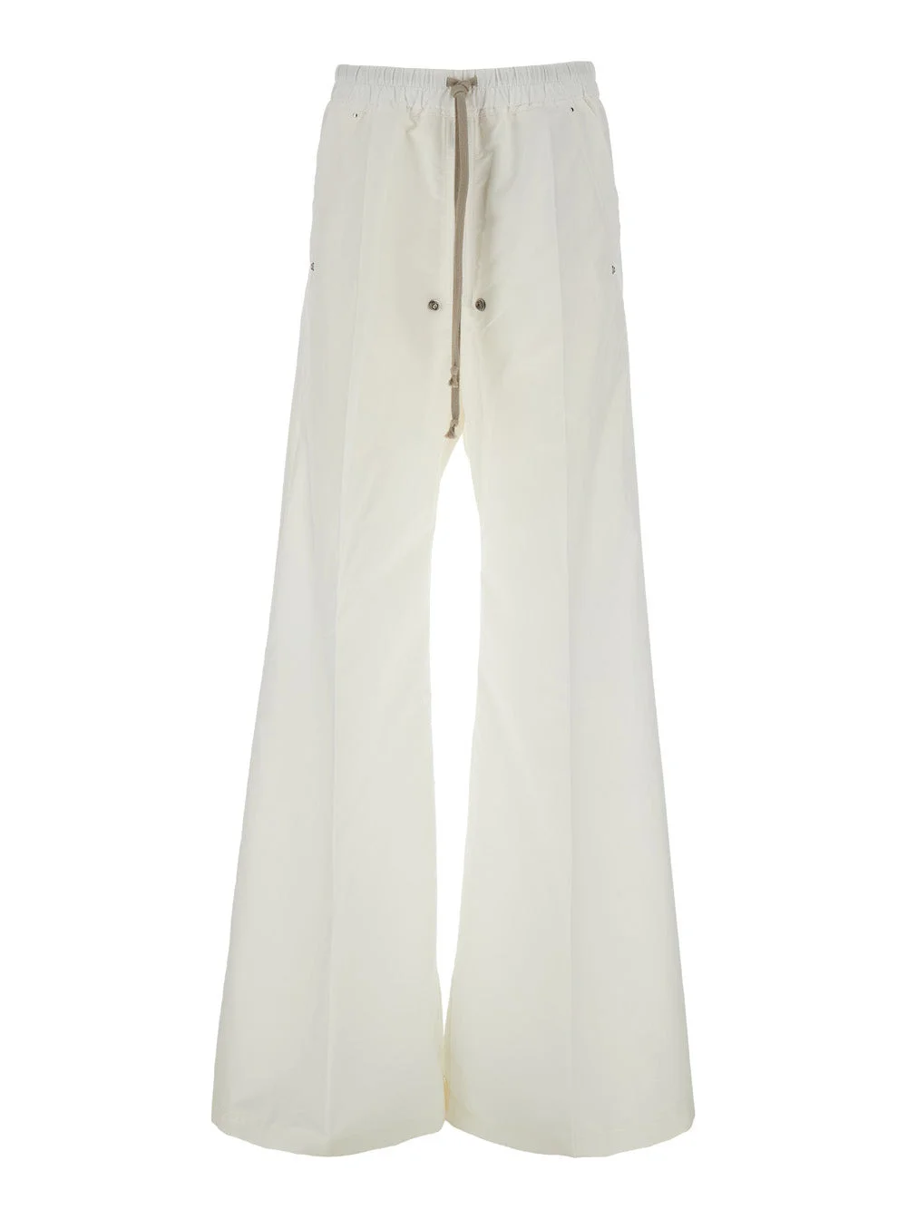 Rick Owens X Moncler Men 'Belas' White Pants With Drawstring Waist And Logo Patch On The Side In Tec - 1
