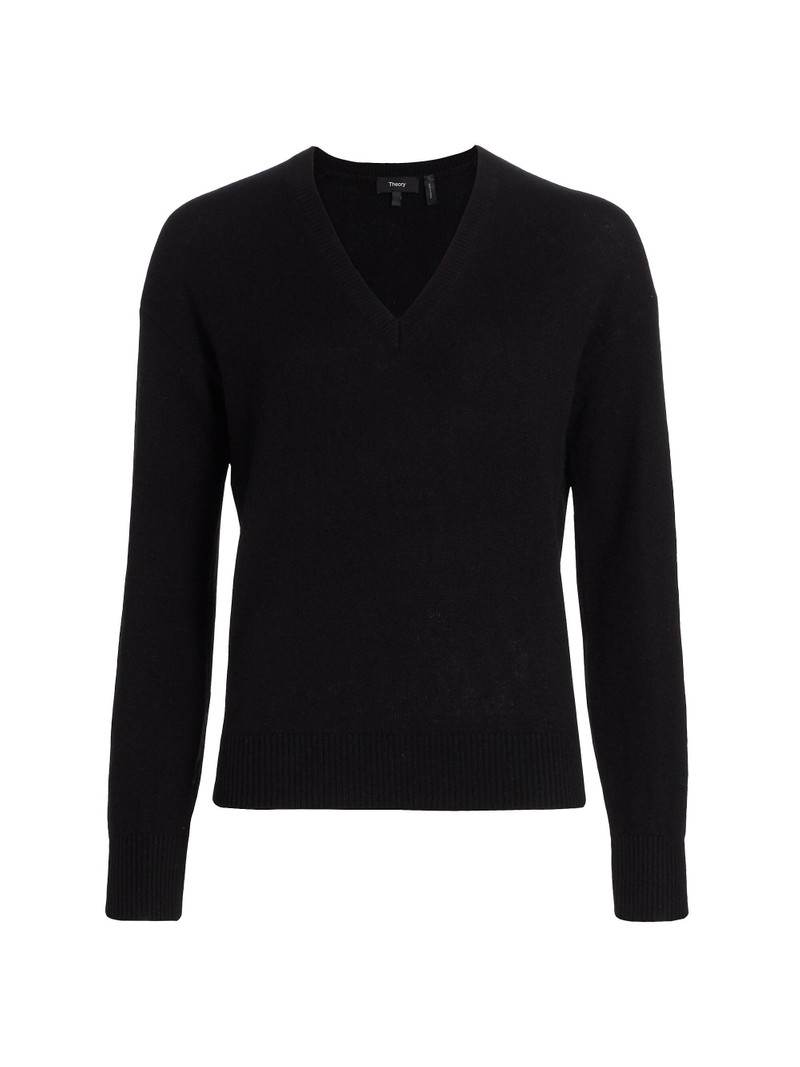 Women's Easy V-Neck Cashmere Sweater - Black 1