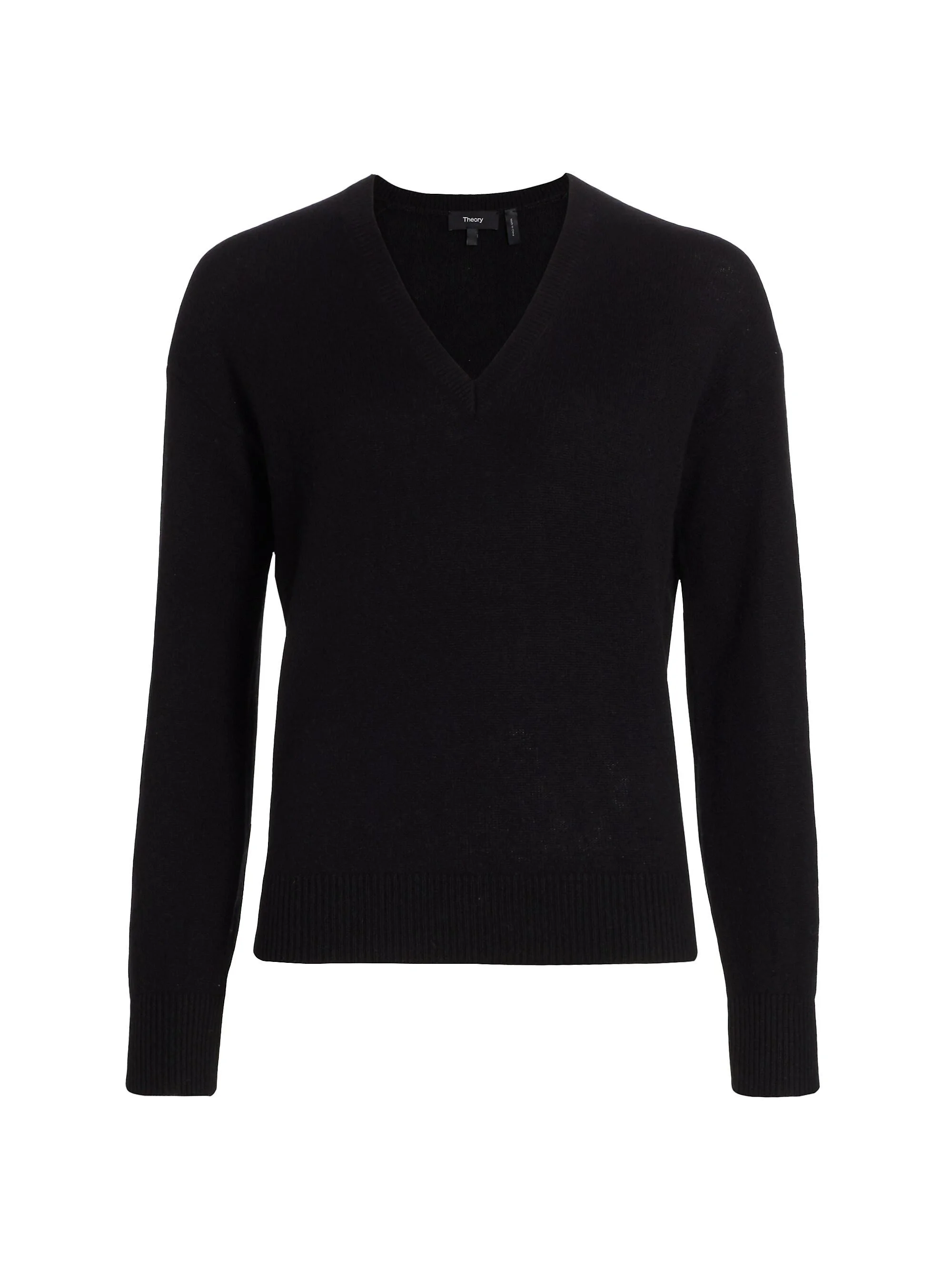 Women's Easy V-Neck Cashmere Sweater - Black - 1