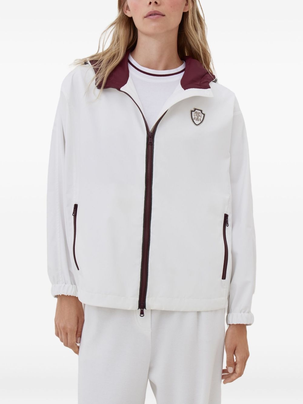 logo-patch hooded jacket - 2