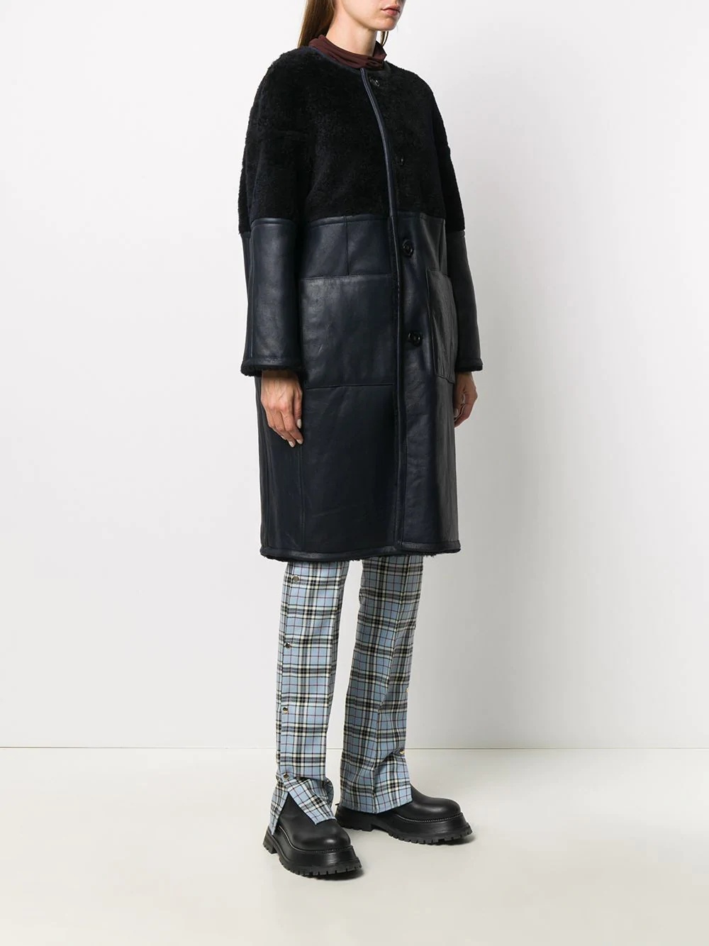 panelled mid-length coat - 3