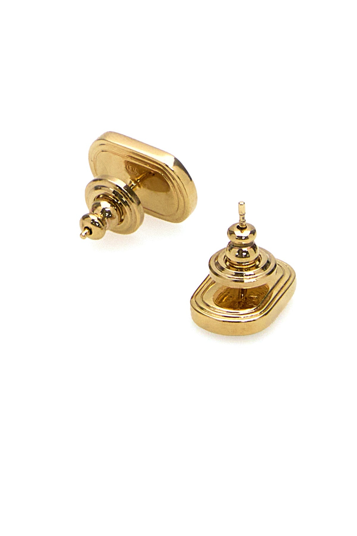 Two-tone enamel and metal VLogo earrings - 3