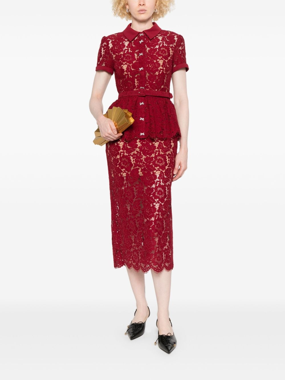 lace peplum dress - 2