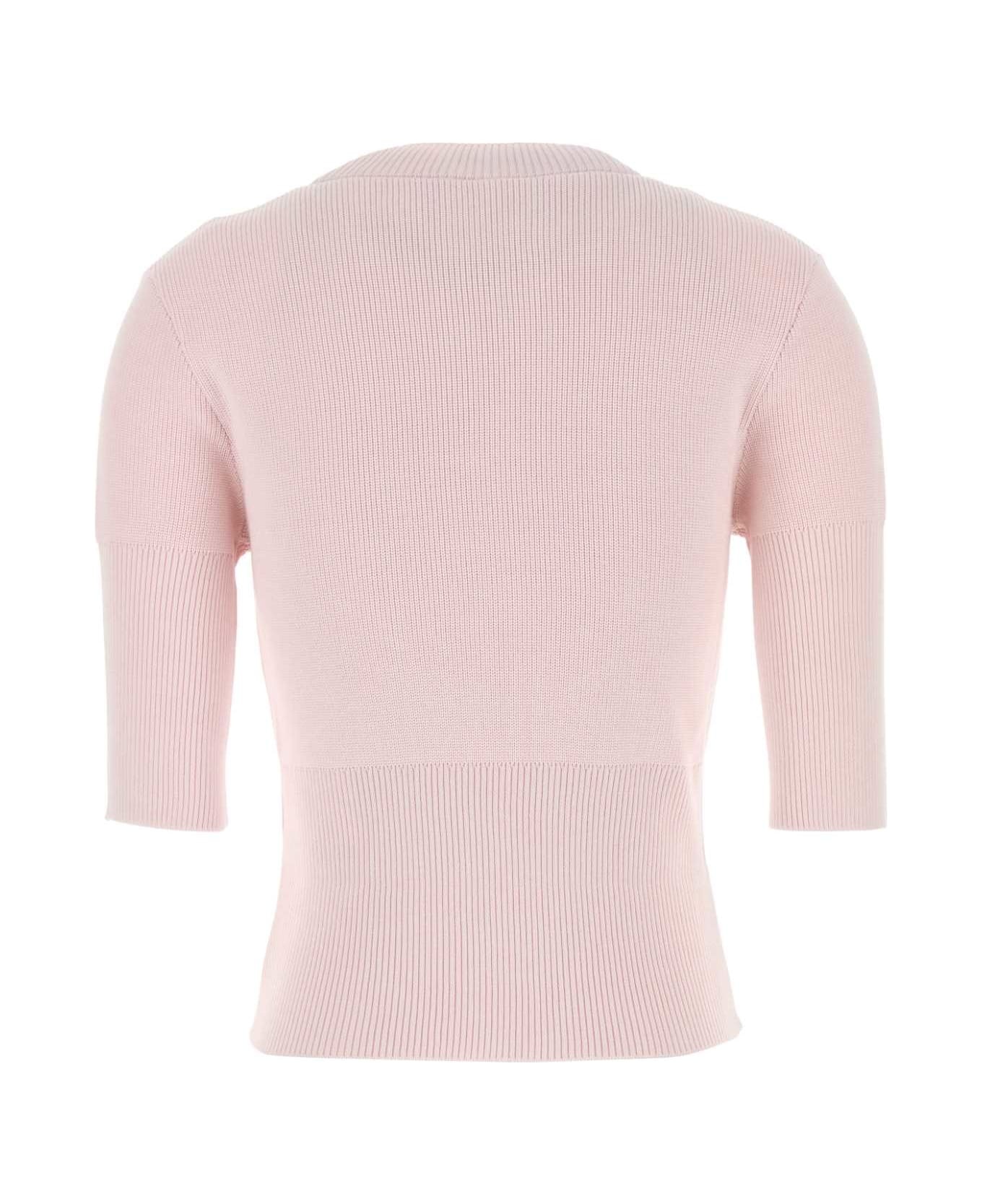 Pastel Pink Cotton Blend Sweater - 2