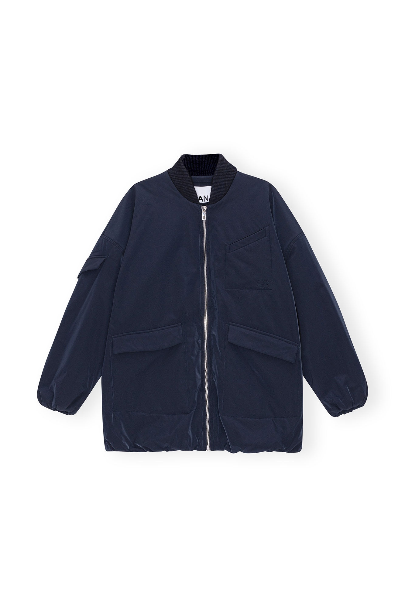 BLUE TWILL OVERSIZED BOMBER JACKET - 1