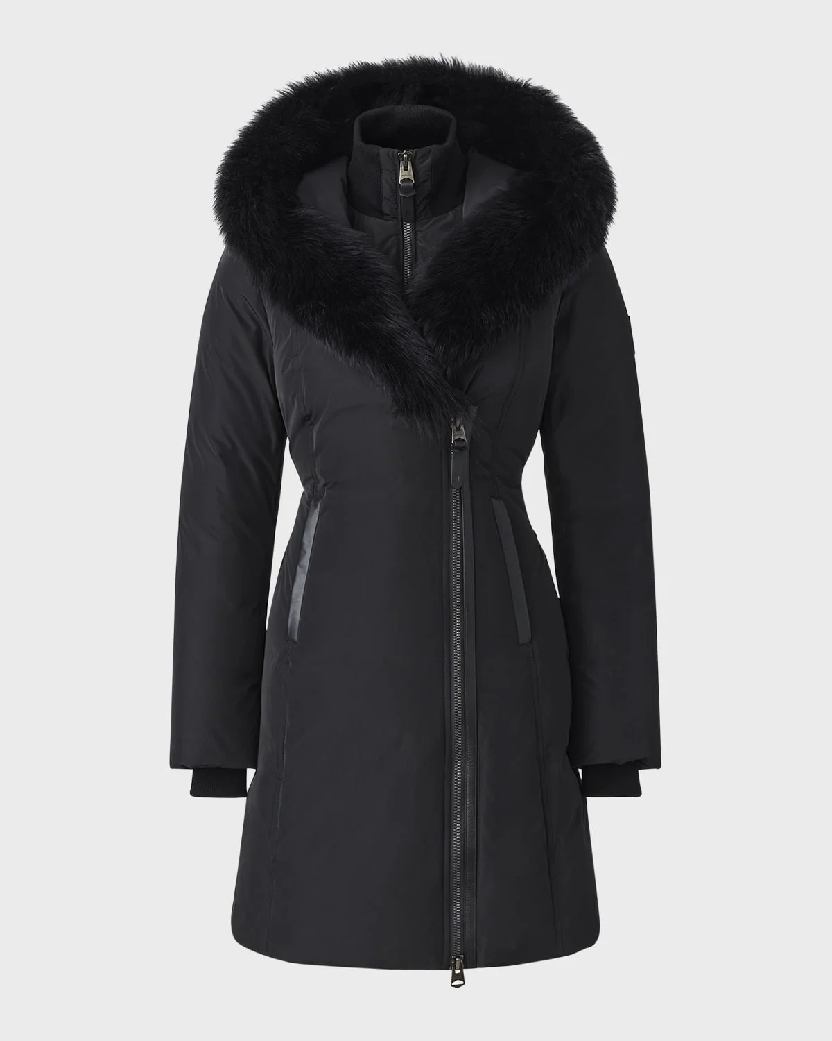 Kay Layered Parka Coat w/ Shearling Trim - 1
