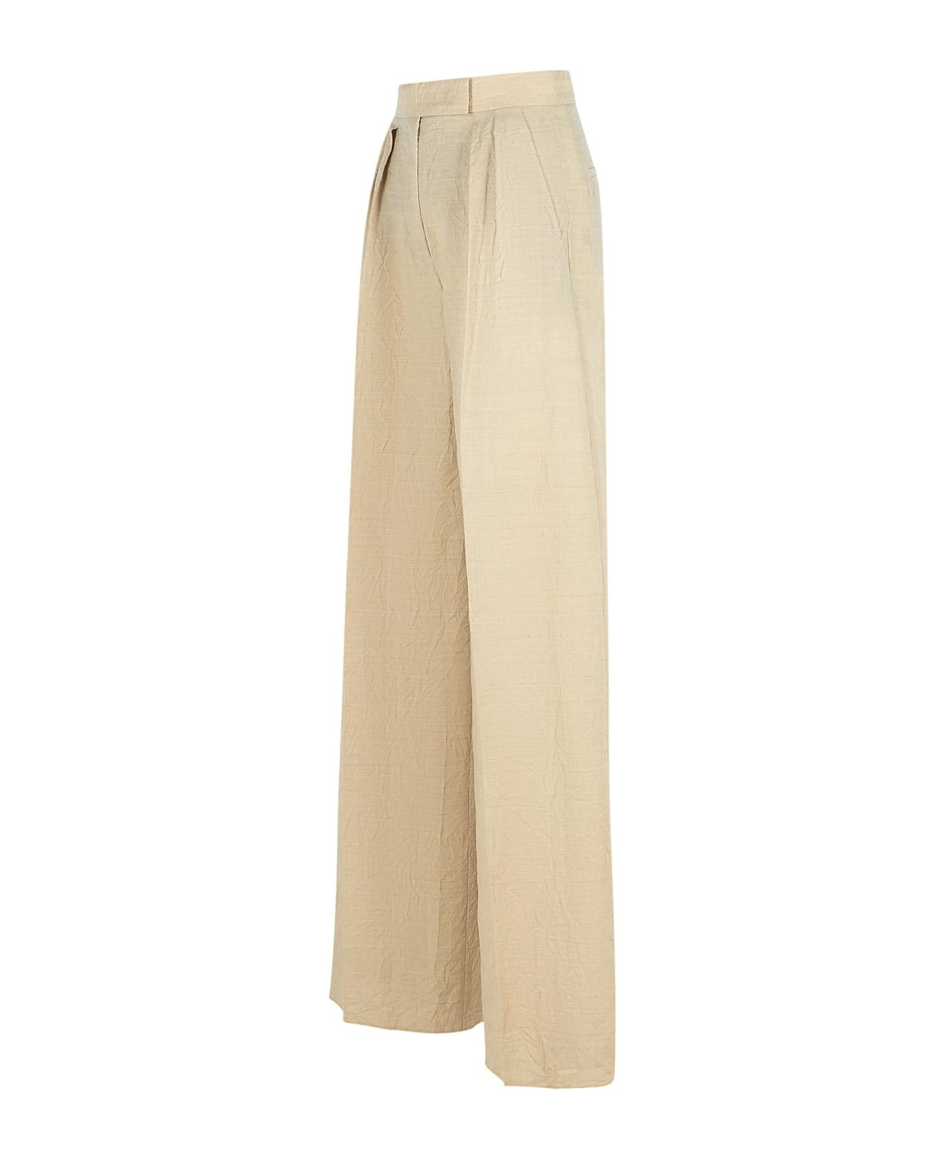 'acinoso' Beige Fine Wool Pants - 3