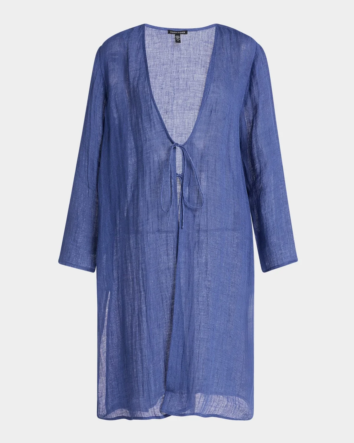 Tie-Front Gauzy Organic Linen Jacket - 1