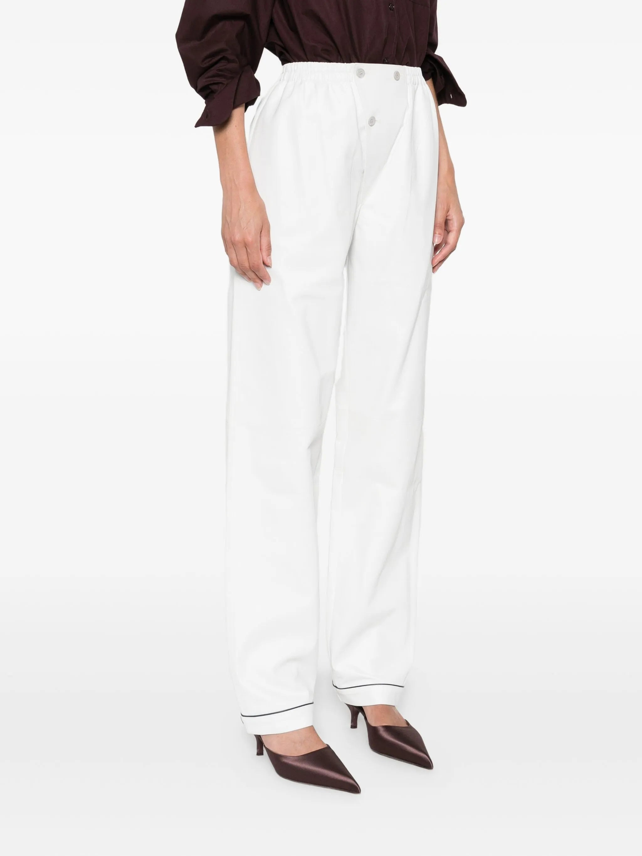 Prada Button-fastening Cupro Trousers - 3