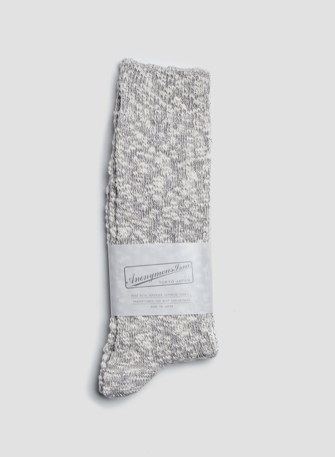 Anonymous Ism Lightweight Slub Crew Sock in Mid Grey - 1