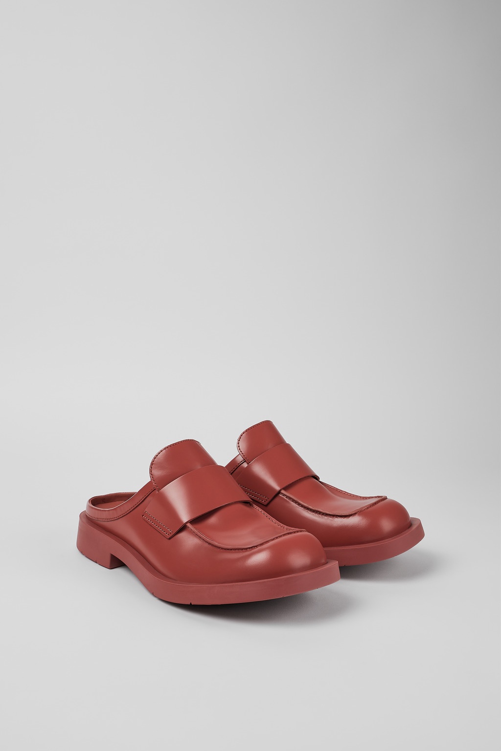Red leather loafer slide - 2