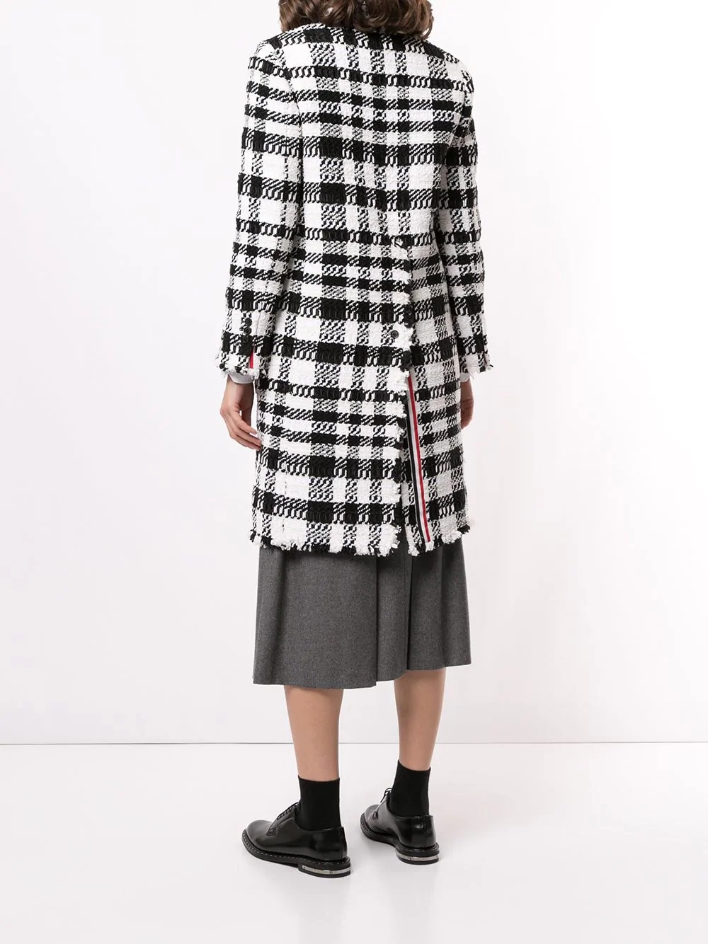 double-breasted check-pattern coat - 4