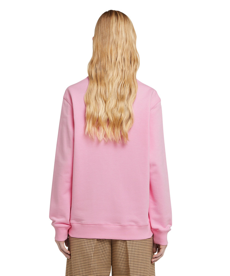 Cotton crewneck sweater with MSGM box logo 3