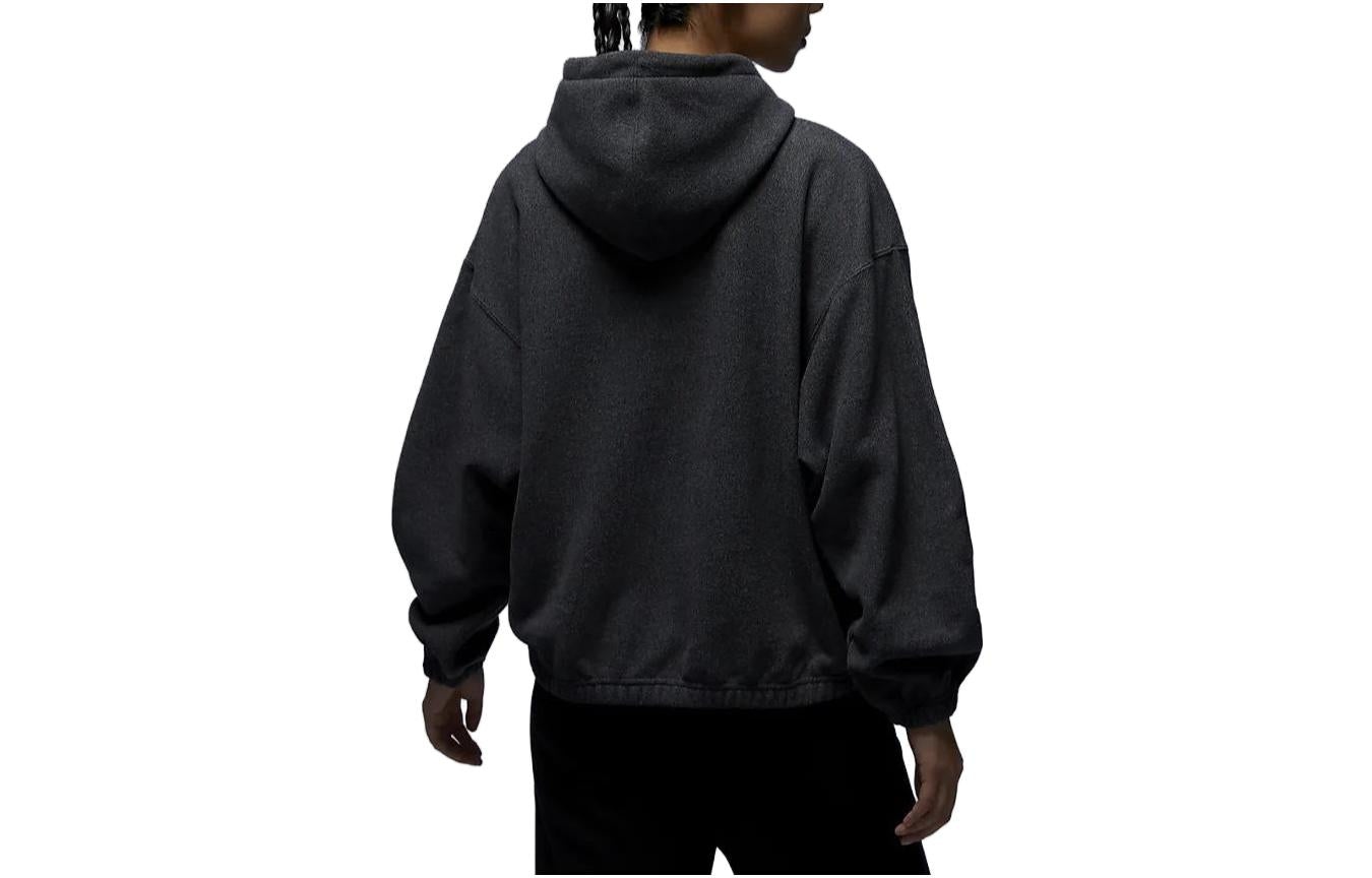 (WMNS) Air Jordan Flight Fleece Winterized Hoodie Asia Sizing 'Black Heather' FD7238-010 - 3