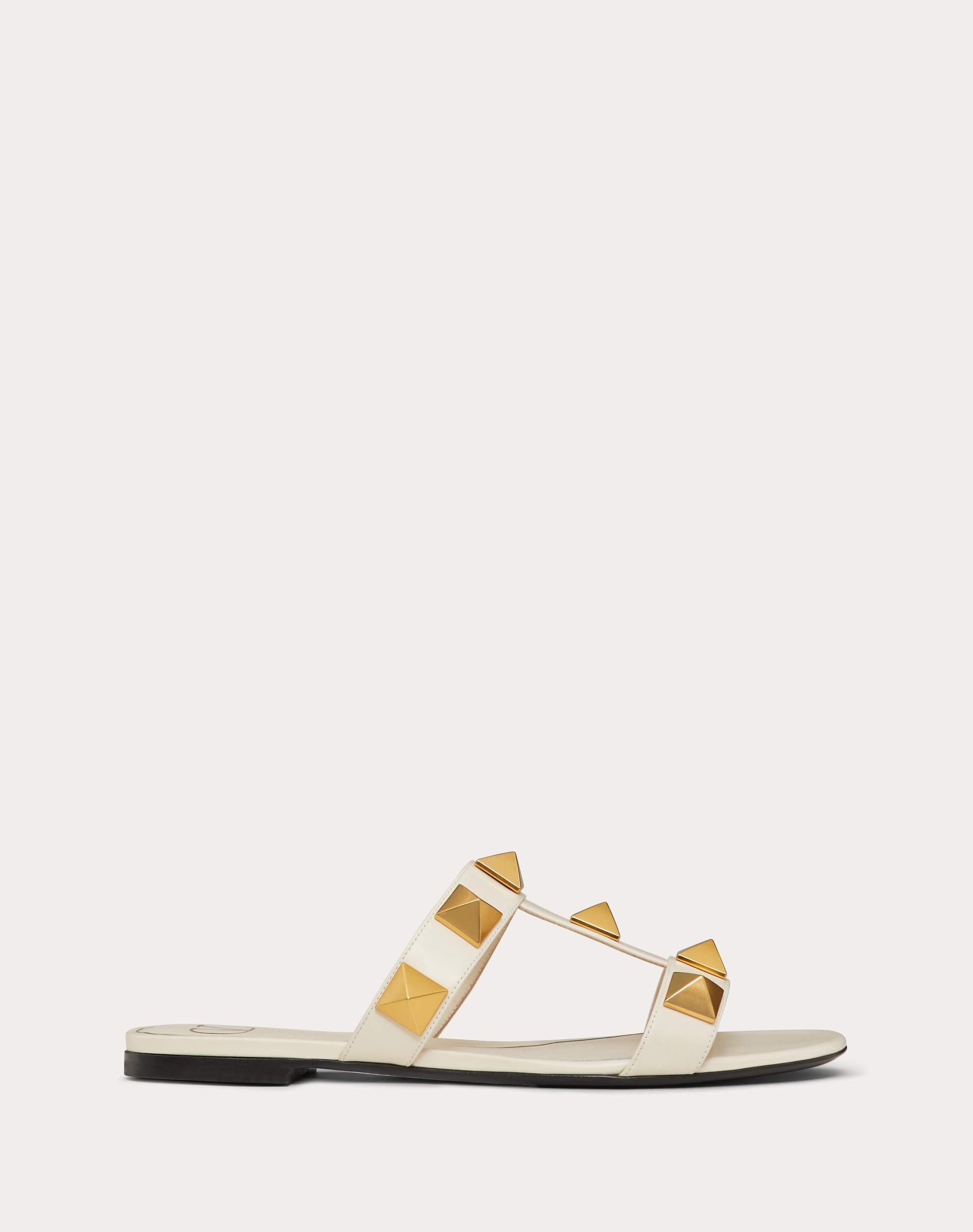 FLAT ROMAN STUD CALFSKIN SLIDE SANDAL - 1