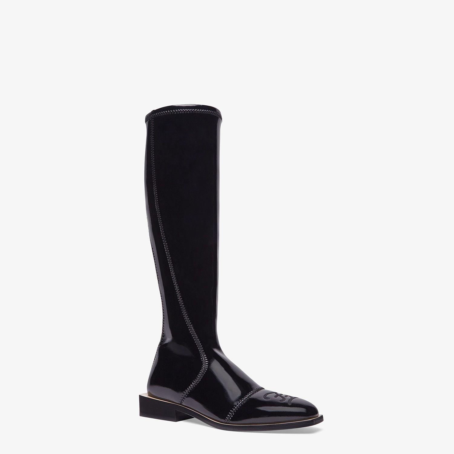 Glossy black neoprene boots - 2