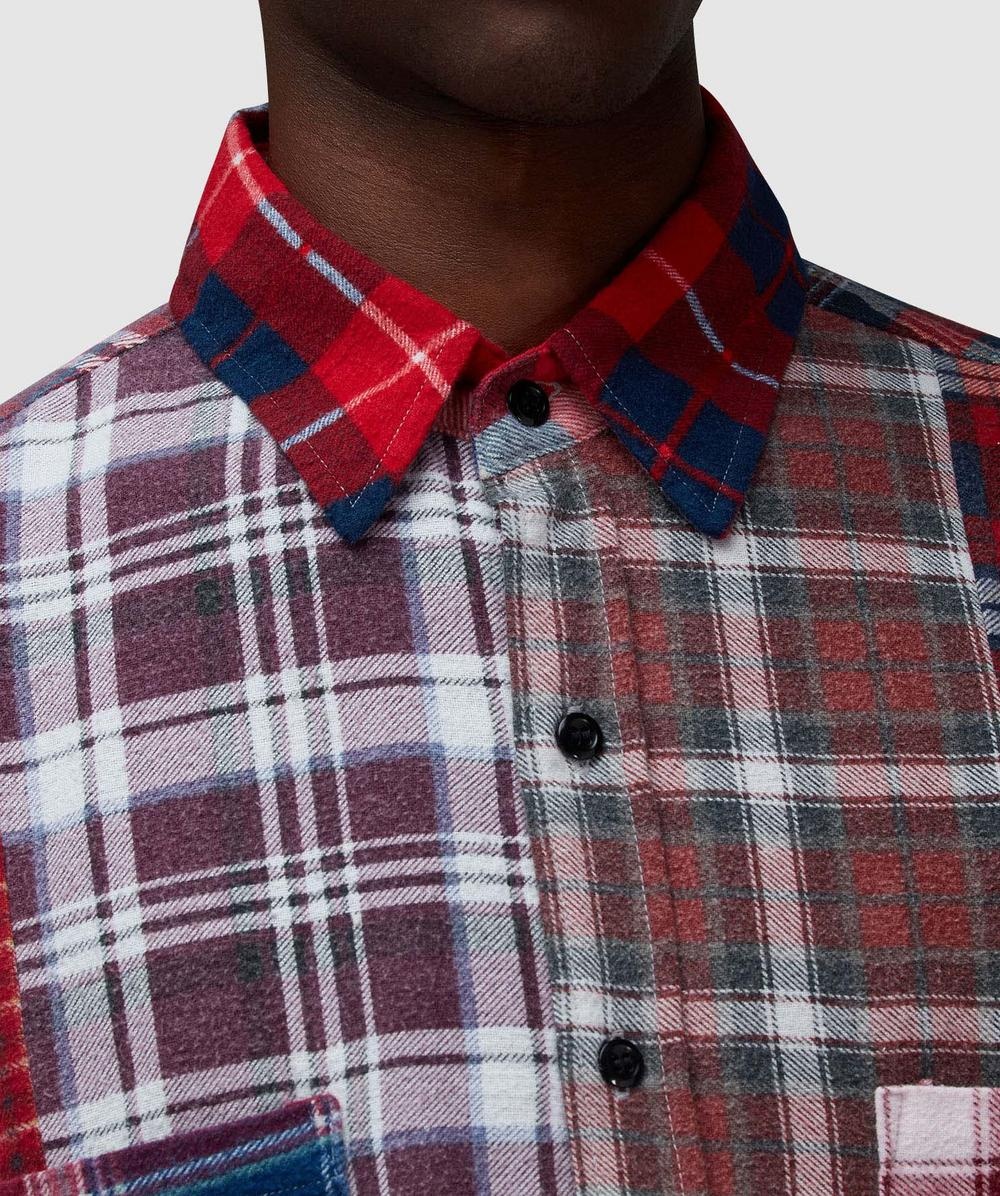 Straight hem flannel shirt - 4