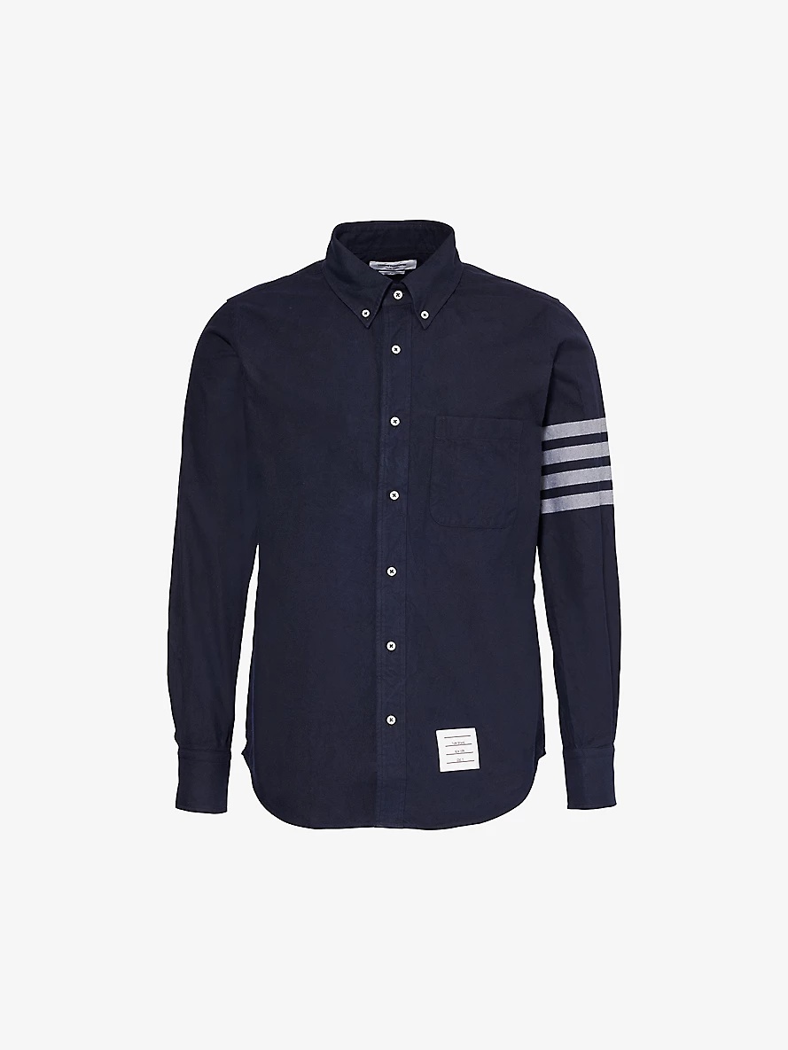 Four-bar brand-patch regular-fit cotton shirt - 1