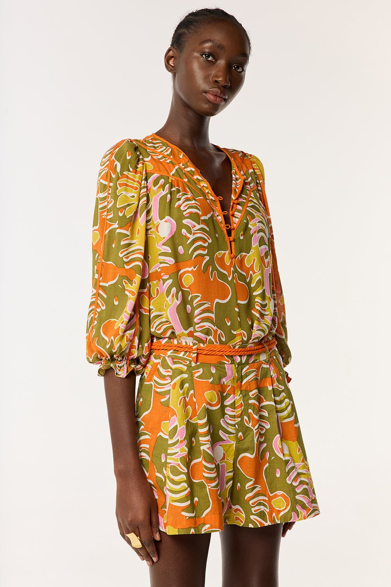 Poupette St Barth Short Chantal - Green Geo Afro outlook